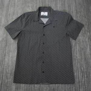 Father Sons Shirt Men Button Up Gray Short Sleeve Stretch Slim Fit Pattern Large